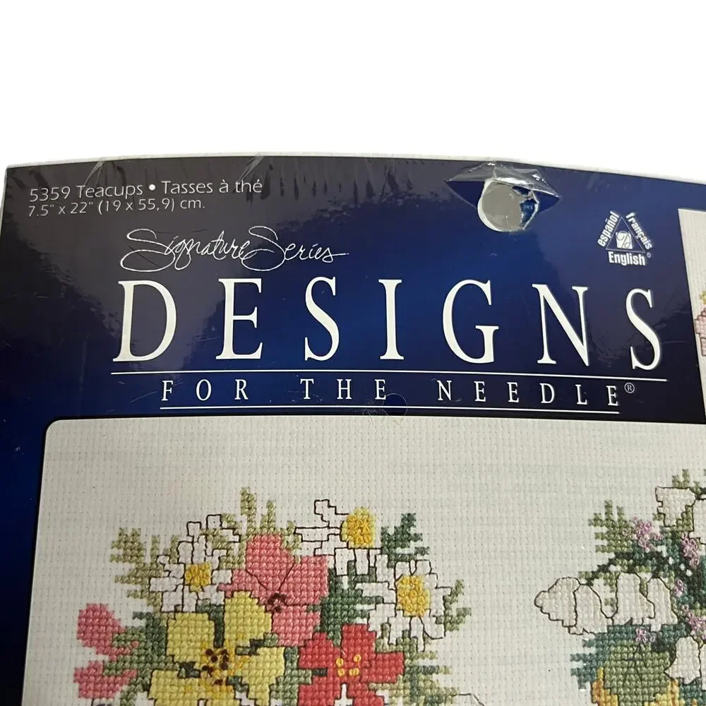 DESIGNS FOR THE NEEDLE Teacups Cross Stitch Kit Hometown 5359 7.5x22 NEW
